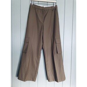 NWT Amenah Gwen Cargo Trouser Pants 3 L Large Khaki Wide Leg Pockets NEW